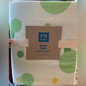 Pottery Barn PB Teen Duvet Full Queen Green and Yellow Dots